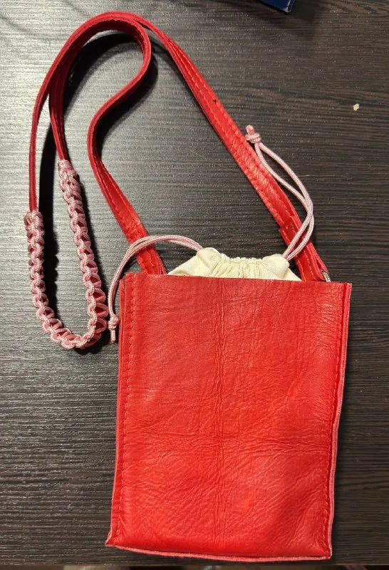 Кожаная сумка ручной работы через плечо, обвес 1