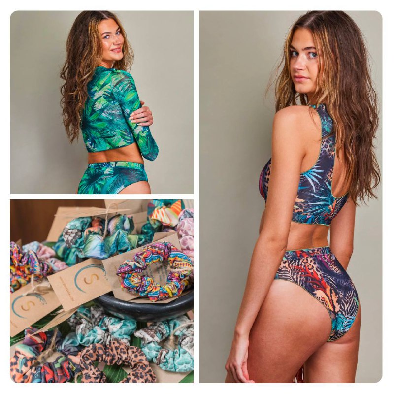 Купальник SWIMSARA и кроп-топ Tropic of Capricorn и Tropical Palm Green
