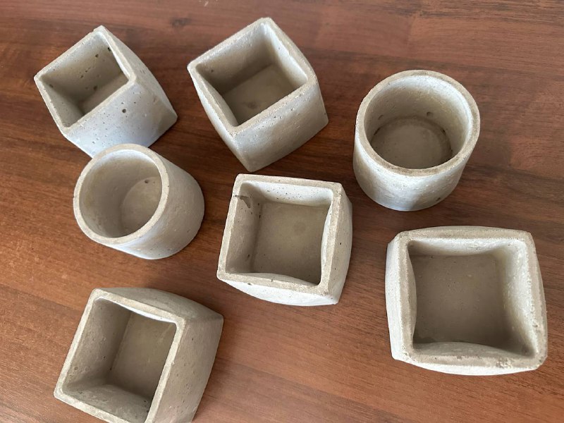 Горшочки из бетона ручной работы 4