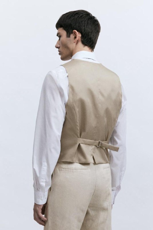 Льняной комплект Slim Fit брюки жилетка 5