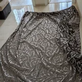 Тюль коричневый с золотым узором 1