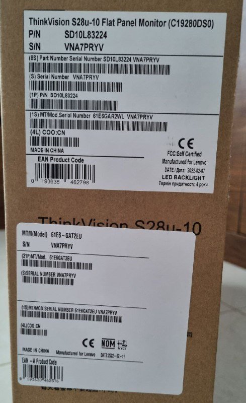 4К монитор Lenovo ThinkVision S28u-10 2