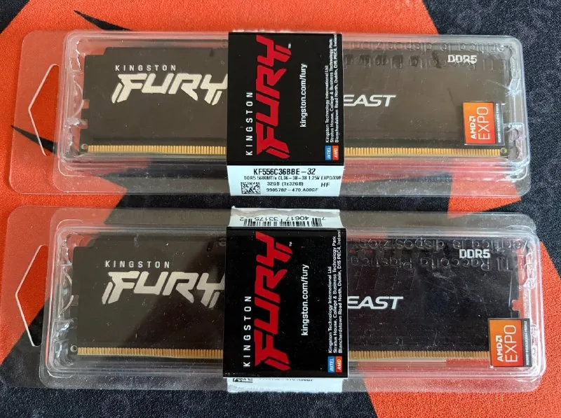 Оперативная память Kingston Fury Beast DDR5 32 Гб 1