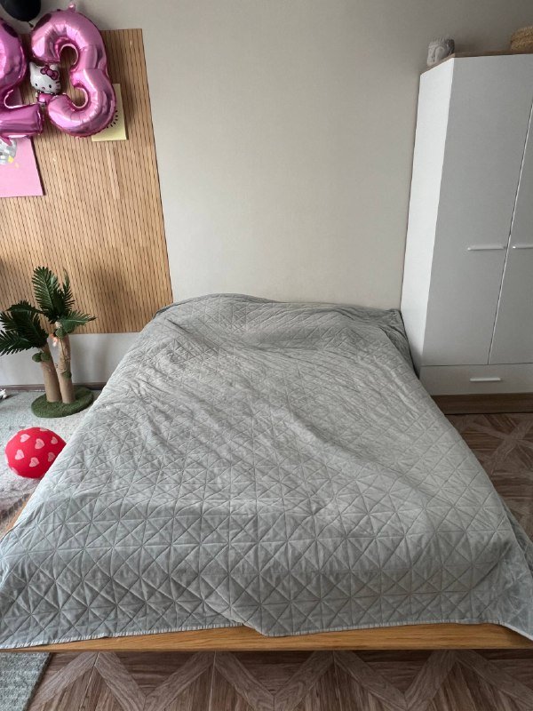 Большой плед для кровати серый 4