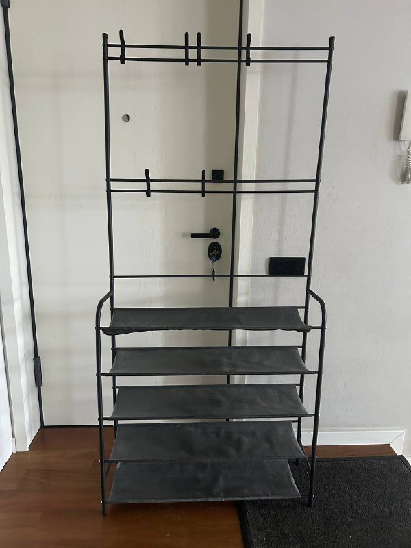 Вешалка в прихожую с полками для обуви