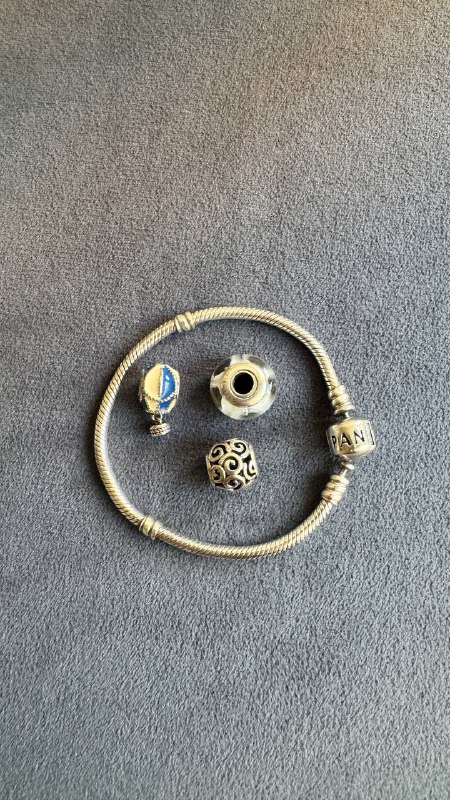 Браслет Pandora, серьги-кольца, набор из камня 3