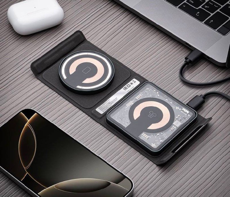 Беспроводная зарядная станция Deppa Magsafe Crystal Travel 2 в 1 2