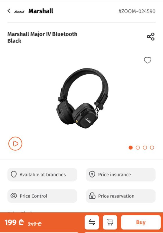 Наушники Marshall Major IV Bluetooth Black 2