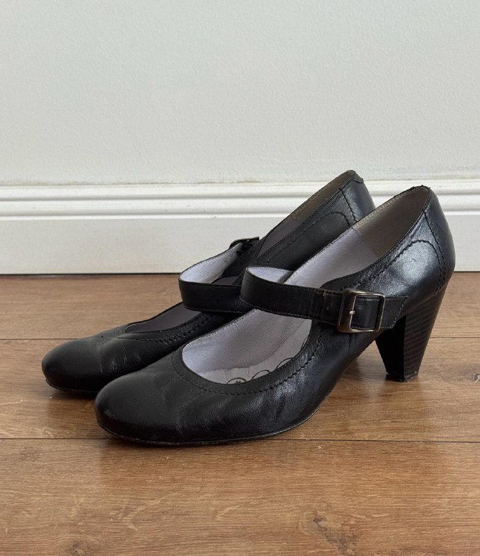 Винтажные кожаные туфли Mary Jane чёрные