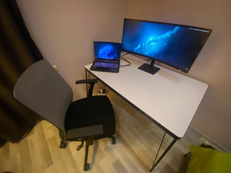 Xiaomi Curved Gaming Monitor G34WQi, стол, 2 стула 2