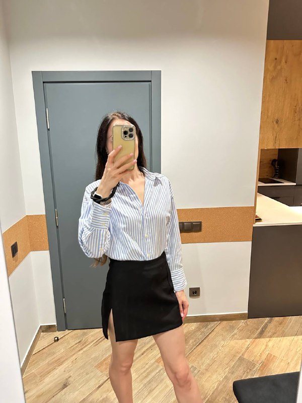 Платья и юбки женские Bershka, Zara, Stradivarius, рубашка Bershka 8