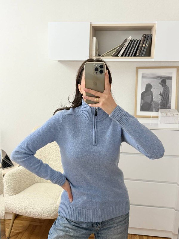 Синий шерстяной свитер C&A lambswool, размер S