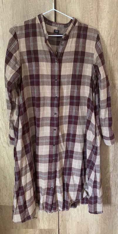 Платье Uniqlo фланель, клетка, хлопок 100%, размер S