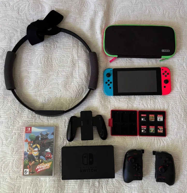 Nintendo Switch комплект с играми и Ring Fit 1