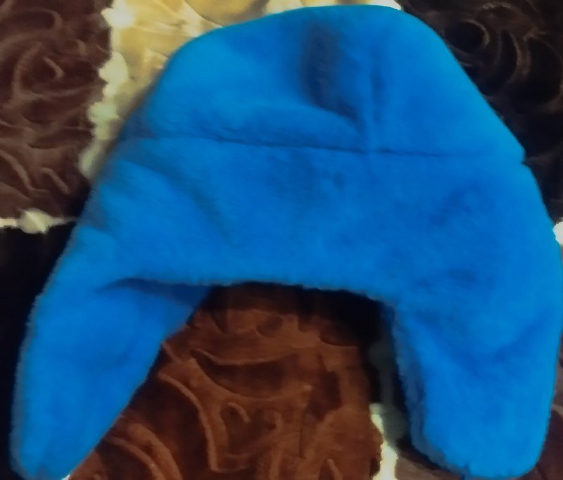 Ушанка синяя пушистая 2