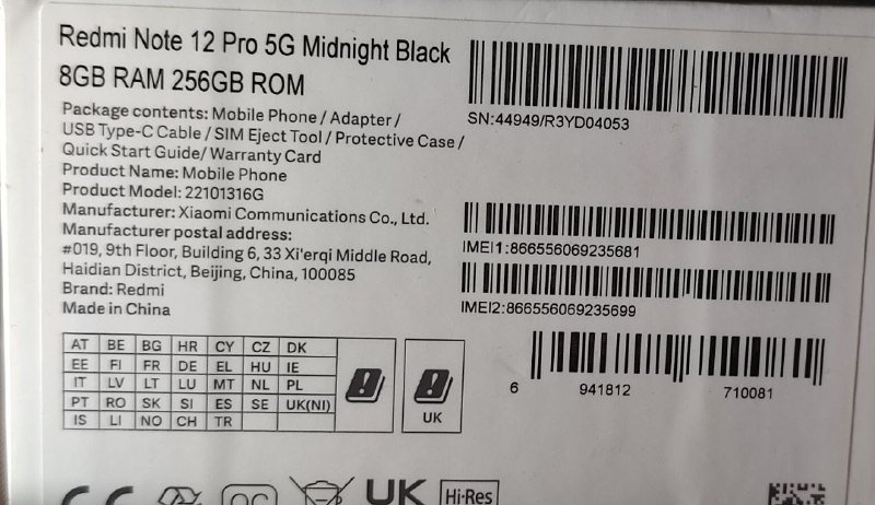 Redmi Note 12 Pro 5G 8gb 256gb 5