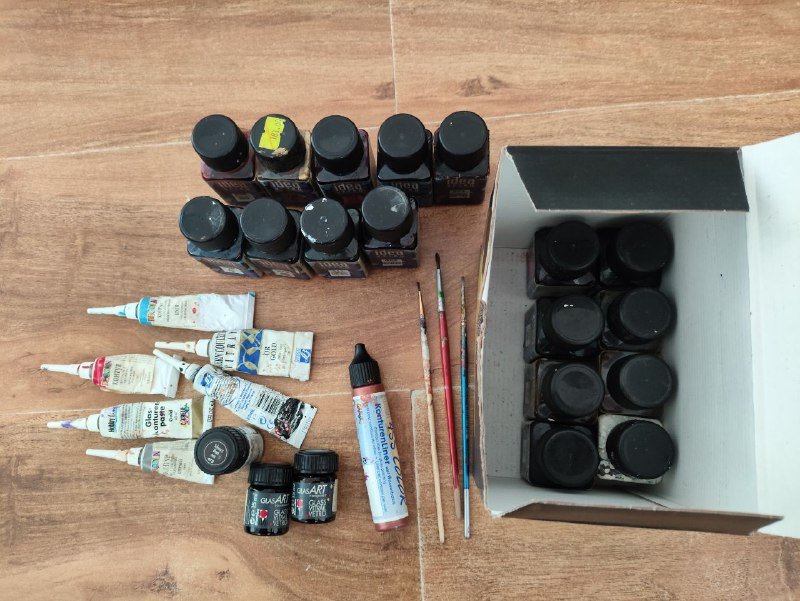 Набор красок по стеклу, кисти 3