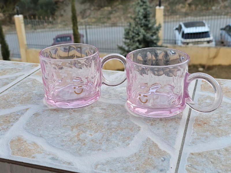 Кружки розовые полупрозрачные 2шт 2