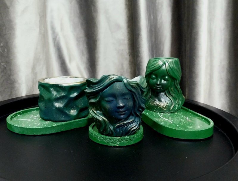 Фигурки из цемента, декор, горшки, формы для свечей 4