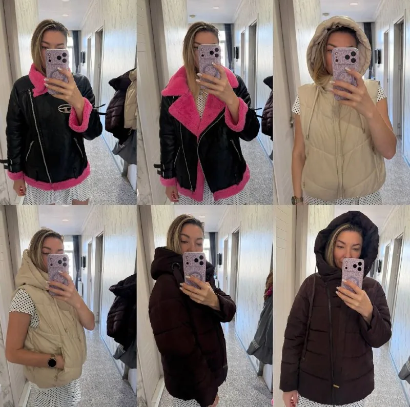 Зимняя куртка Sisley, жилетка Zara, дублёнка Aftf Basic