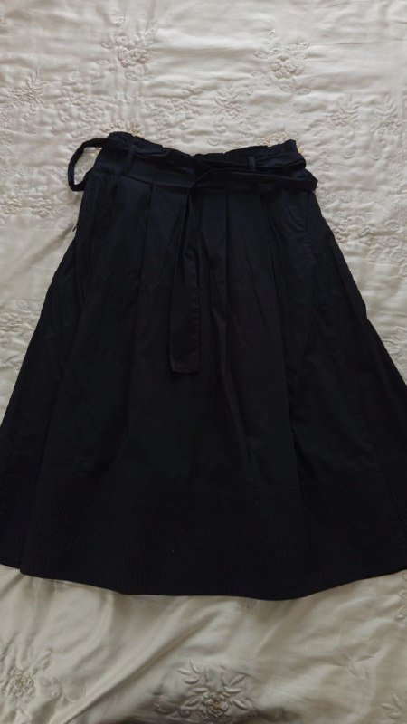 Черная юбка х/б со складками с поясом, размер S - M