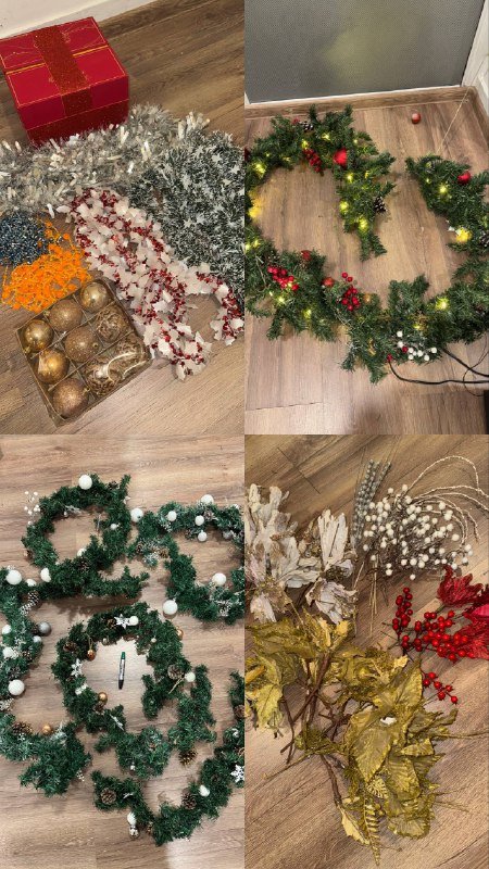 Новогодний декор и украшения, игрушки, гирлянды, венки, елка 3