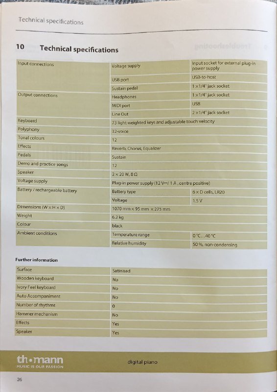 Цифровое пианино Thomann SP-120 4