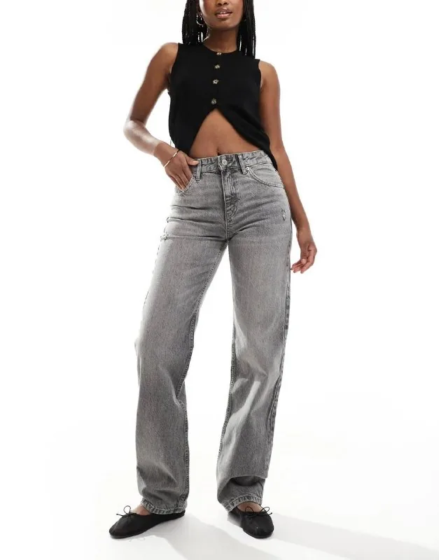 Pull&Bear серые прямые джинсы, Pull&Bear светло-голубые cropped-джинсы 1