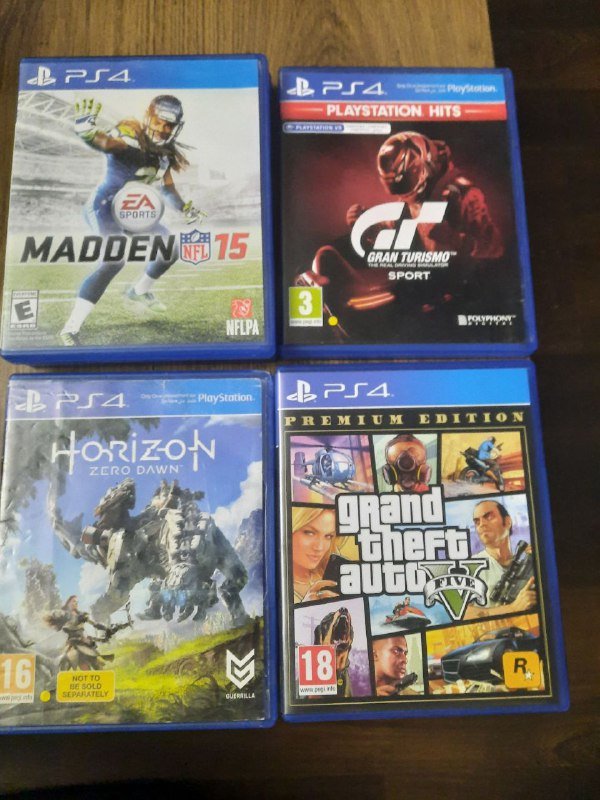 Madden15, Gran Turismo, Horizon Zero Dawn, GTA5