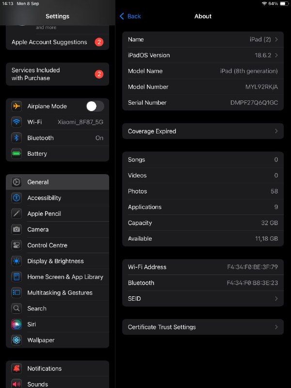 iPad 8 (32GB) с чехлом с клавиатурой 4