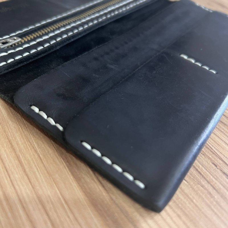 Мужской длинный кошелек портмоне из кожи и замши 6