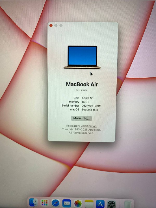 Macbook Air 2020 Rose Gold M1 16GB 512SSD 4