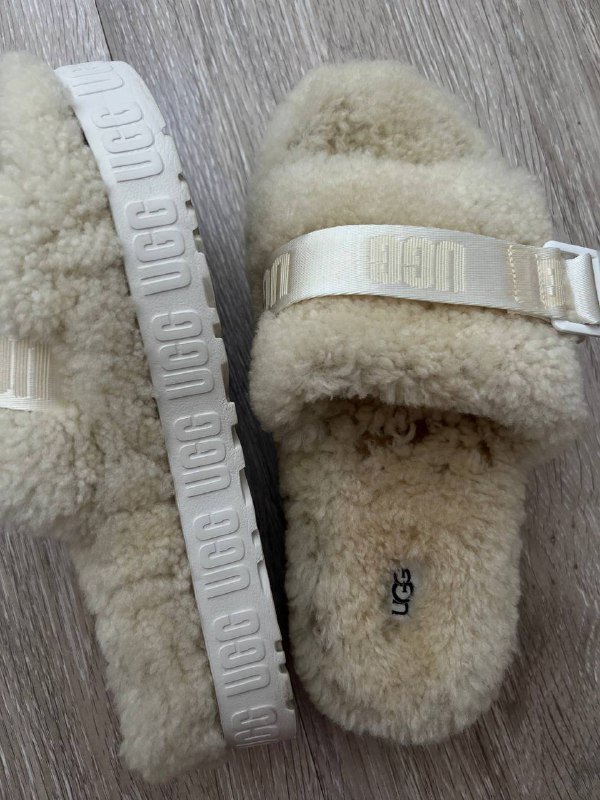 UGG Fluffita Slide белые тапочки 39-40 3