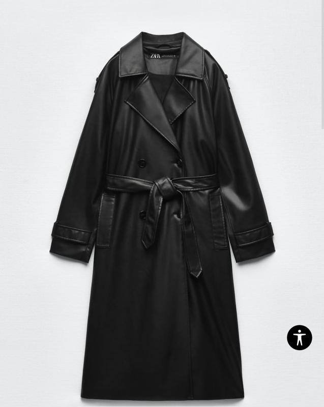 Тренч Zara из искусственной кожи оверсайз 1