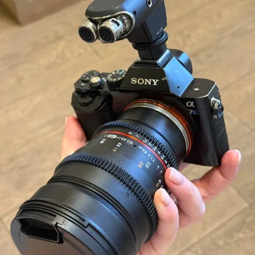 Камера Sony a7s с объективом и микрофоном