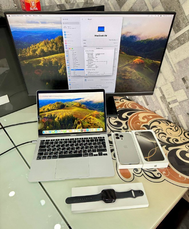iPhone 16 pro max, MacBook Air 13 M1, Apple Watch 10, монитор Acer 27"