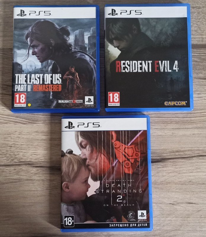PlayStation 5 Slim 1TB, 2 controllers, games The Last of Us 2, Death Stranding 2, Resident Evil 4 2