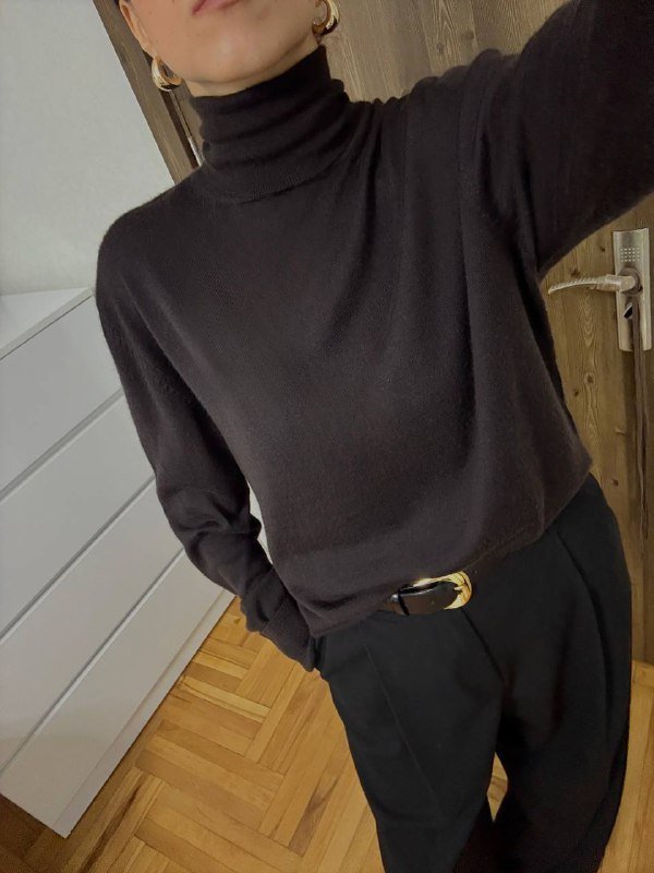 Водолазка H&M из мериносовой шерсти коричневая L 2