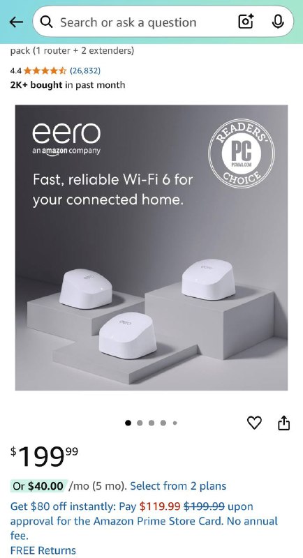 Amazon eero 6 Mesh Wi-Fi система (3 устройства) Wi-Fi 6 4