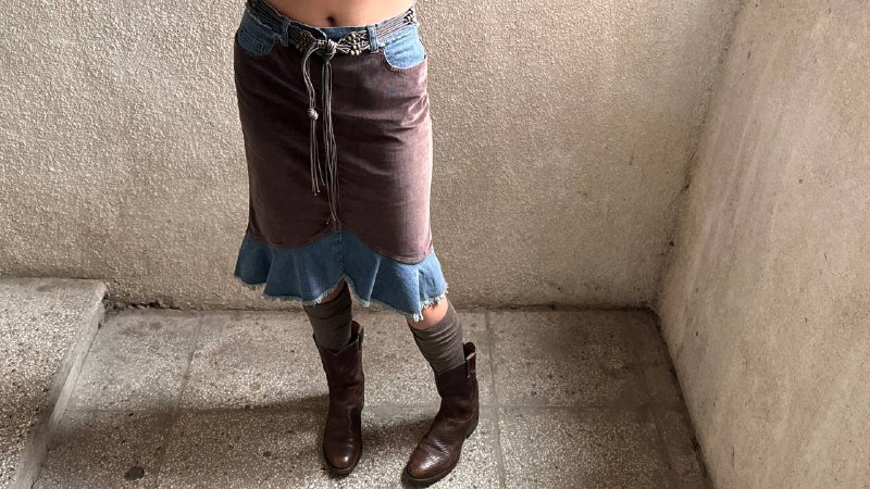 Ботинки Buffalo, Ботинки A.S.98, Юбка Ralph Lauren, Юбка Naf Naf, Колье, Ремень, Куртка Zara, Сапоги казаки 4
