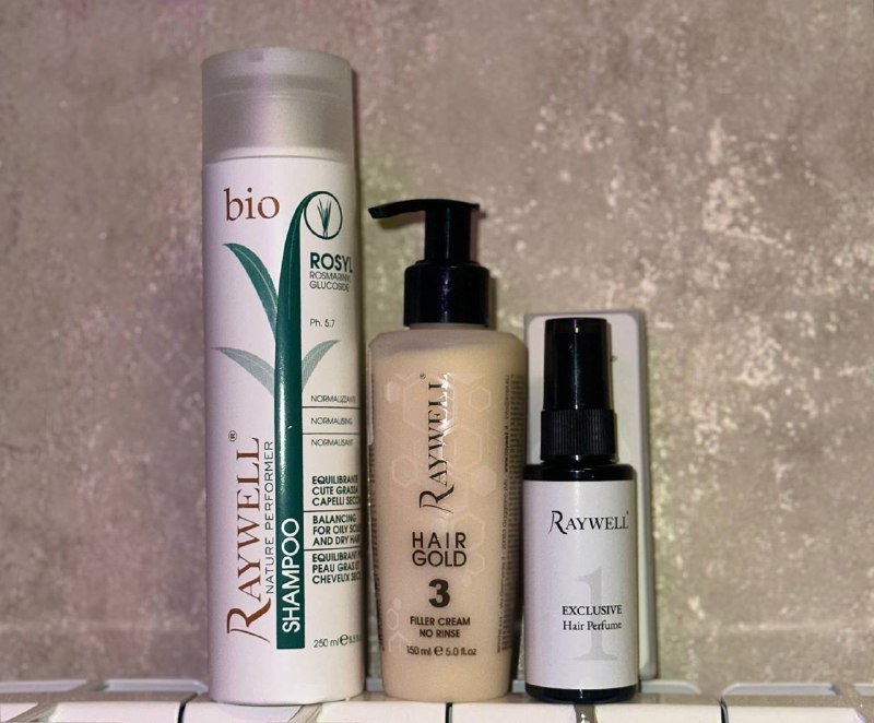 балансирующий шампунь, парфюм для волос, крем-филлер Raywell
