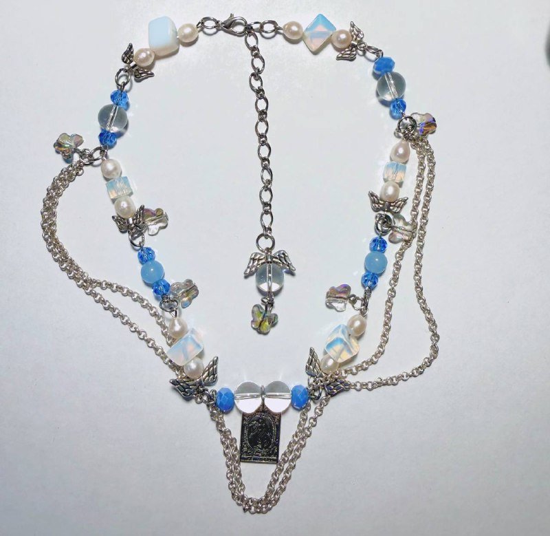 Ожерелье с крыльями бабочки, с картой Таро, с Сатурном, с гематитом, подвеска с сердцем 2