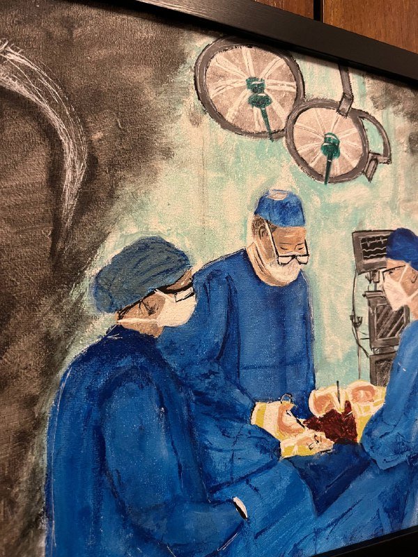 картина с хирургической сценой и скелетами 2