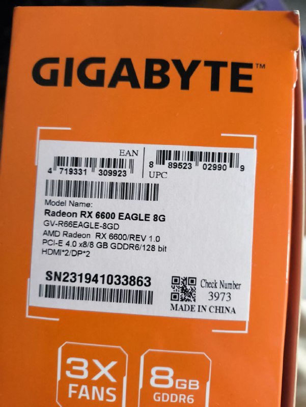 Видеокарта AMD Radeon RX 6600 Gigabyte Eagle 8GB 4