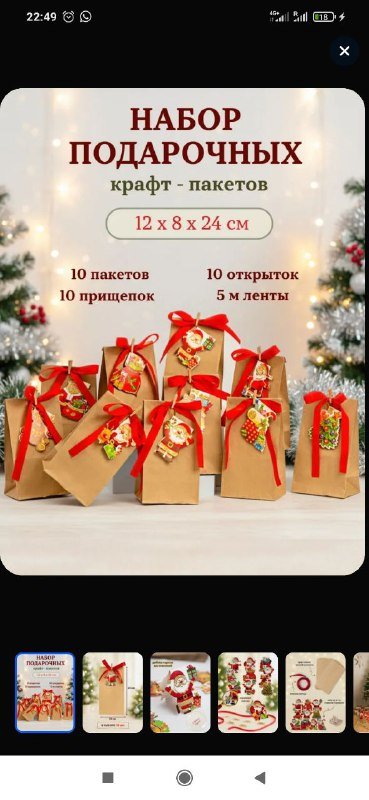 Новогодние крафт-пакеты 10 шт