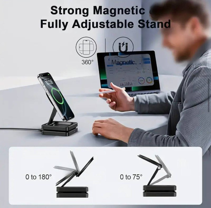 Магнитная беспроводная зарядная станция 3 в 1 4