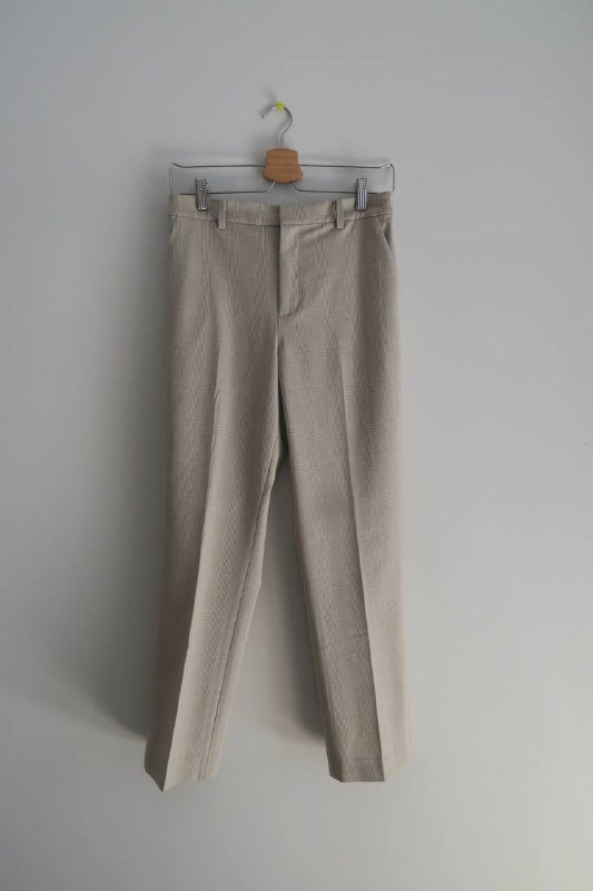 Кремовые брюки Uniqlo в клетку из эластичной ткани