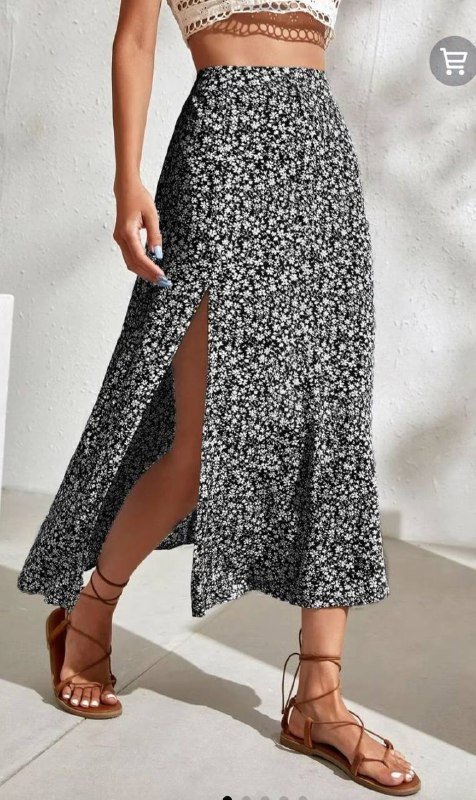 Юбка с разрезом из вискозы размер М 4