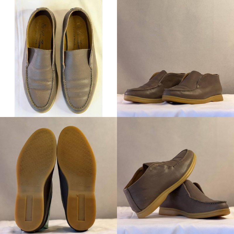 Лоферы реплика Loro Piana женские размер 37 серо-тауп