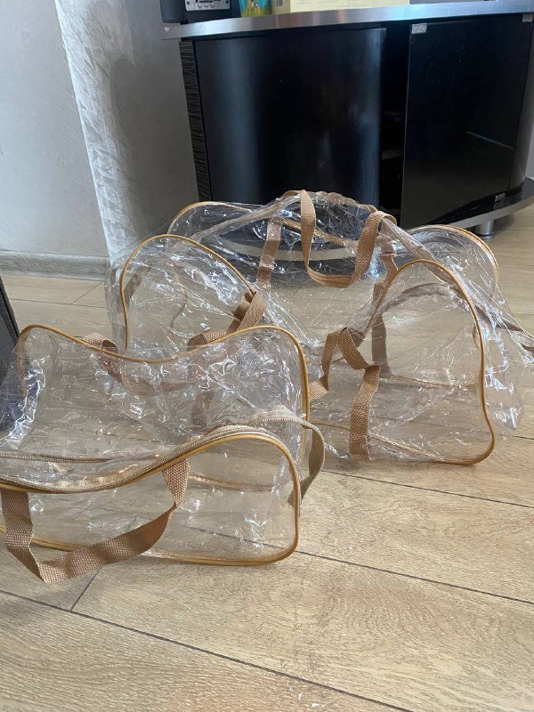 Прозрачная сумка, одноразовые трусики, газоотводные трубочки